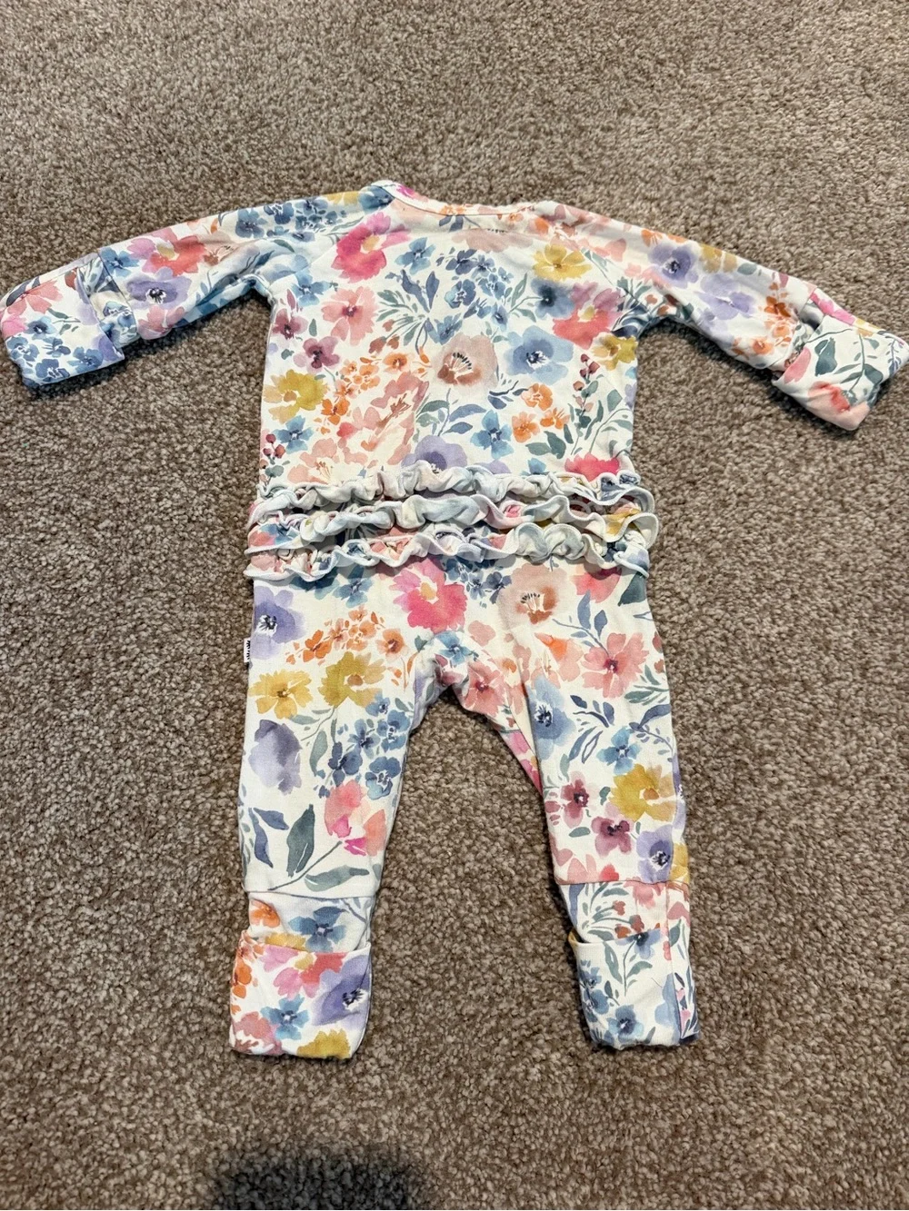 Little sleepies tiny blooms Floral Ruffle Footed zippy preemie